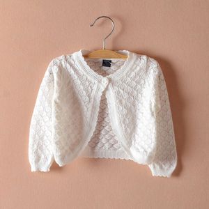 0-12 White Thin Summer Cardigan Jacket Kids Pink Yellow Shawl Girls Clothes for 1 2 3 4 6 8 10 12 Years Old 215409 L2405