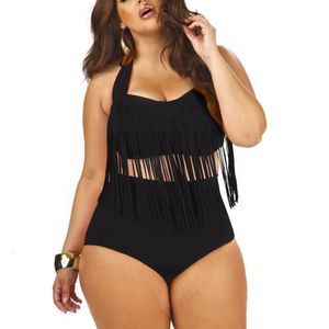 Summer Plus Size Bikini Set For Women Tassel Sexig grimma Top Push Up Bikini Stor storlek Badkläder XXL 3XL strandbaddräkt 240529