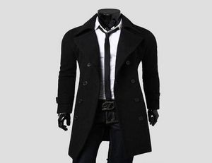 Cała moda Duża klapa z podwójnie piersiami długi wełniany płaszcz męski Trench płaszcz męski jesień i zimowa odzież wierzchnia 3xL2282657