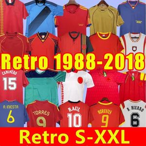 2010スペインレトロサッカージャージ1996 2002 08 12 18 CAMISETA DE FUTBOL RAUL XAVI HIERRO LUIS ENRIQUE ALONSO CAMINERO INIESTA PUYOL PIQIE TORRES GERRERO GURDIOLA 666