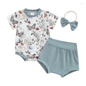Roupas de roupas nascidas roupas de bebê com borboleta estampa floral bodyper bloomers bloomers shorts touch de bandeira retro roupa infantil