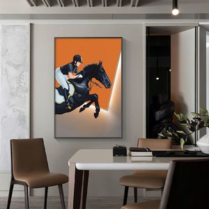 Woman Riding Horse Wall Art Poster Light Luxury Upscale Nordic Mural Modern Home Decor Canvas Picture Print Living Room Decorate