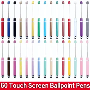 60pcs Multi -Color -Touchscreen Perlen Stift DIY NETTE RUZZLE SCHLAGEBLUCKBALL Mobiles iPad Pens Business Office Geschenk