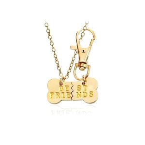 Charms verkaufen Knochenform Beste Freunde Anhänger Schlüsselketten Halskette für Frauen Paar Sier Goldbeschichtung Schmuck Set Drop -Lieferung finden DHXWJ