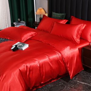 Bedding sets Designer bedding sets Luxury silk 4-piece set double sided silk silk quilt set ice silk silk bed sheet and headscarf bedding