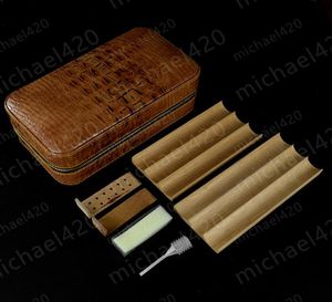 The crocodile Brown color grain leather Cigar humidors/cases, use for smoking,can hold 6 Cigarette7384515