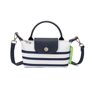 2024 Designer Handbag Bag Genuine Leather Nylon New Navy Blue Striped Mobile Phone Bag Makeup Large Medium and Small Tote Women