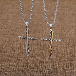 925 Sterling Silver Necklace Pendant Necklaces Design Punk Zircon Cross Fashion Men Women Jewelry Anniversary Valentine Day Gift 50CM 2699