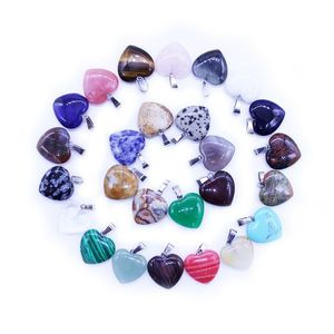 Pendant Necklaces 10 Styles Quartz Natural Stone Hexagonal Prism Point Cross Heart Drip Healing Crystals Chakra Charm For Jewelry In B Dh3Xx