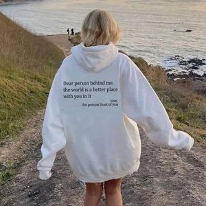 Women's Hoodies Sweatshirts Dear Person Behind Me Hoodie Funny Dear Person Behind Me Positive Quotes Aesthetic Pullover Trendy Mental Health Be Kind Hoodies z240529