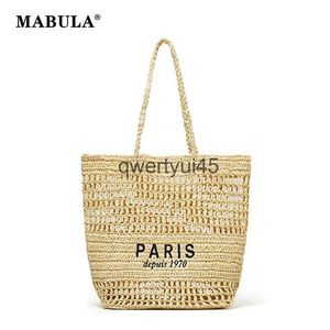 Bolsas de ombro Mabula Kaki Str Saco de ombro feminino Design de luxo feminino Lazer de grande capacidade feminino Bolsa de praia Hollow H240529