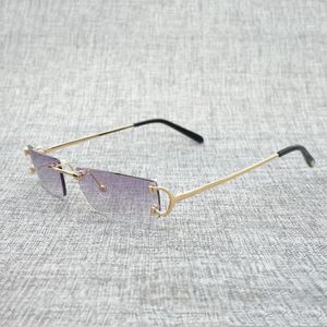 Okulary przeciwsłoneczne vintage małe soczewki C Drut mężczyźni bez krawędzi kwadratowe okulary przeciwsłoneczne Kobiety do klubu na zewnątrz przezroczystą ramę Oculos odcienie 285 V