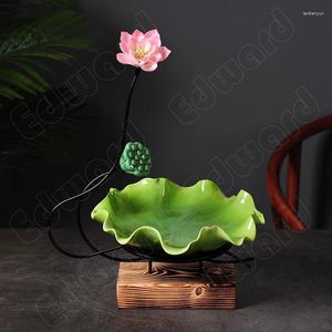 Plattor modern fast färg middag tallrik kreativ hem frukt modernt vardagsrum te bordbord lotus löv keramik