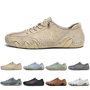 Style10 gai män kvinnor casual skor designer platt sneaker läder mode svart beige teal marinen brun grå mörk kol man tränare sport sneakers