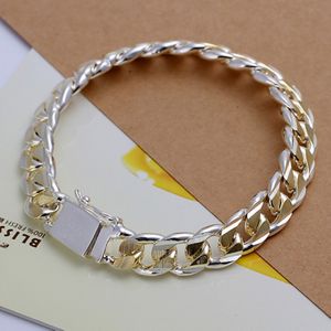 Heißverkauf Bestes Geschenk 925 Silver Square Schnalle seitlich 10 m Dichroic Armband für Männer CH091 Mode Sterling Silber Plattenkette Link Brace 228L