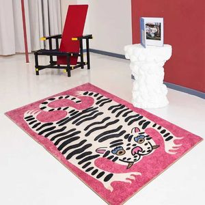 Mattor söt tiger matta sovrum hem mattan rosa tecknad djur vardagsrum dekor område mattor mjuka raggy icke-halkgolv matta alfombra tigre