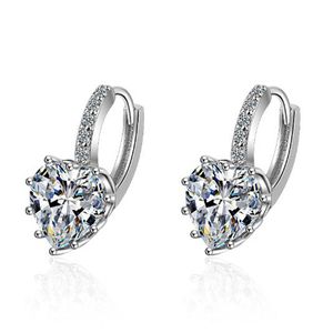 Cuore romantico Crystal Loop Lever Back Earring Austria Austria Cubbico Zircone 925 Gioielli a cerchio d'argento sterling per la moda delle donne