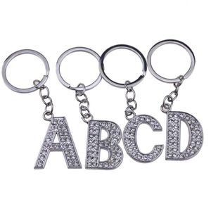 26Pcs Lot Free Shipping A-Z 3 2 Alloy Alphabet Letter Keyring Full Rhinestone Key Chain DIY Accessories 239g