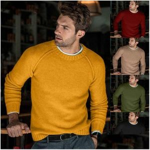 Herrtröjor Autumn Winter Warm Men tröja plover stickade löst pl homme kläder plus storlek avslappnad fast jumper för manlig drop deli dhry7