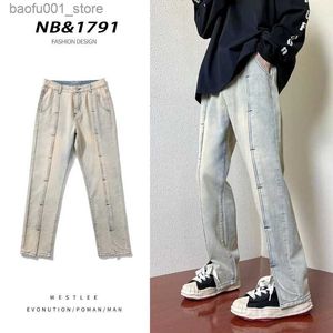 Men's Pants American High Street Retro myjne dżinsy męskie