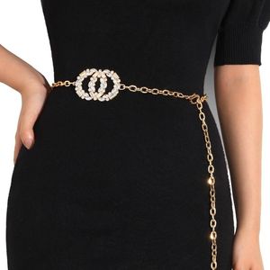 Belts Fashion Elegant Ladies Metal Adjustable Thin Waist Chain Women Strap Dress Belt Pearl Decorative Clothess Accessories 247l