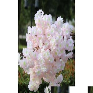 Dekorativa blommor kransar ekofriendly konstgjorda körsbärsblomgren Fake Sakura Flower STEM MER HEADS 12 Färg för bröllopsträd DHX4Z