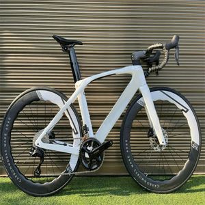 Pełny rower na drodze z R7020 Groupset T1000 Custom SLR Projectone Wszystkie białe węgiel Kompletny rower 50 mm Wheelset