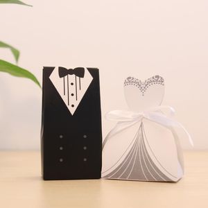 Gift Wrap 100Pcs Bridal Bag Cases Groom Tuxedo Dress Gown Ribbon Wedding Favor Candy Box 270j