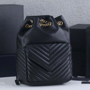 Chain Joe Backpack Women Back Pack V-Shaped Quilting Genuine Leather Large Capacity Pocket Black Shoulder Bags Handbag Tote Bag 2627