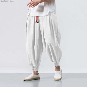 Men's Pants Solid color harem pants fashion bag bottom casual jogger mens elastic Trousers sportswear lantern pants Q240529
