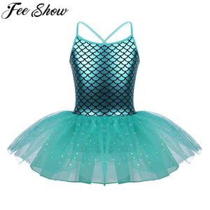 Feeshow Glitter Mermaid Gymnastics for Toddler Girl Dresses Balet Dance Costumes Gym Lotard Kids Teen Ballerina sukienka