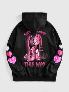 Women's Hoodies Sweatshirts Pink Puppet Bear A Cute And Terrifying Appearance Hooded Women Warm Fleece Hoodies Street Casual Hoodie Hipster Loose Clothes z240529