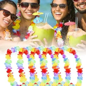 Kwiaty dekoracyjne 10pcs impreza hawajska sztuczna plaża Kwiat jedwabny girland Naszyjnik Hawaje Letni ślub tropikalny wystrój
