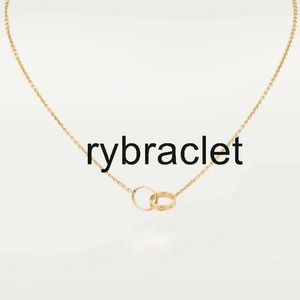 Double Loop Circle Designer smycken halsband hänge kärlek halsband för kvinnor syster ny klassisk charm 316l titanium stål bröllop smycken collier gåva