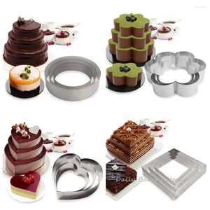 Baking Moulds Tools 4/6/8inch Set Mousse Cake Circle/Heart Shaped Cutting Mold Stainless Steel Fondant Decorating Box Packing
