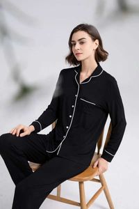 クリアランスセールとしての女性用スリープウェア女性パジャマは高品質の竹繊維通気性のある快適なホームウェアQ240528をセットします