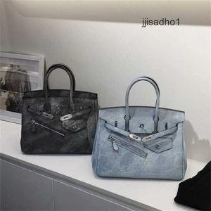 Luxus Canvas-Einkaufstaschen Handtaschen Authentische Tasche Frauen Mode vielseitige Kapazität Denim Lock Straddle Handtasche WN-XG69