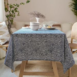 Moderno elegante topo de mesa de toalha de estilo japonês lavável azul -mar de café caseiro de café lareira