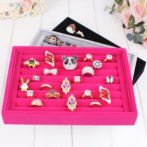 Free shipping 2pcs lots Jewelry Display Rings Organizer Show Case Holder Box New red Ring Storage Ear Pin Accessories box 3117