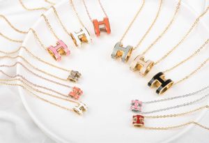 He Necklace Classic Charm Design H-shaped Letter Hand Polished Fashionable Color Pendant with Original Necklace 10w9