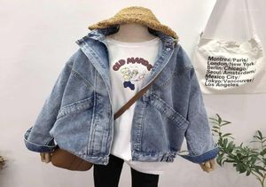 Stora fickor Jean Jackets Women Spring och Autumn Vintage Stand Collar Batwing Sleeve Denim Coat BF Cowboy Jacket Women039S1233731