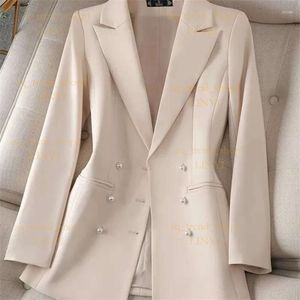 Projektantka luksusowa blezer kobiece garnitury wiosenne jesienne długie rękaw obarte blazer blazer Kobiety różowy czarny beżowy moda moda noszenie kurtki 23d