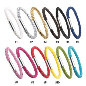 Charm Bracelets Stainless Steel Magnetic Clasps Braided Leather Bracelet 12 Color Men 6Mm Wax Rope Bangles For Women Fashion Luxury J Dhcfg