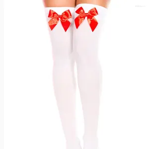 Women Socks 2024 3pcs/lot Sweet Girls Style Beautiful Ribbon Sexy Black Red Pink White Bow Solid Women's Clothing Stockings Spendex