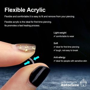 10st Septum Piercings Hider Flexible Acrylic Nose Studs Ring Retainer U-formad Piercing Hider Body Jewelry Lätt att använda