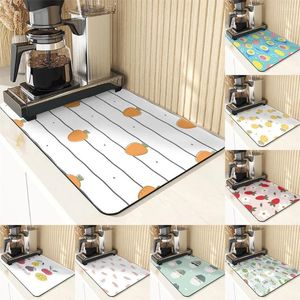 Table Mats Plant Style Absorbent Drying Mat For Kitchen Cute Cartoon Pattern Utensils Coasters Placemat Non-Slip