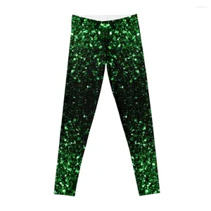 Active Pants Glamour Dark Green Faux Glitter Sparkles Leggings Yoga Pants? Legins för Woman Sports Women Gym