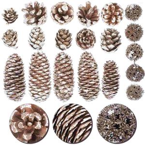 Dekorativa figurer Heminredning torkad tallkotte dekoration handgjorda smycken pinecones hänge tillbehör snöprydnader chritmas diy