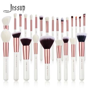 Jessup Professional Makeup Brushs Set 6-25pcs Makeup Brush Natural Synthetic Foundation Powder Gearlight White T215 240529