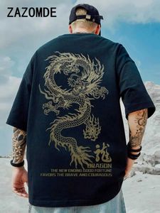 T-shirt maschile Zazomde T-shirt cinese T-shirt estivo di cotone da uomo stampato maglietta hip hop hop da uomo in spiaggia abbigliamento anime shirtl2405